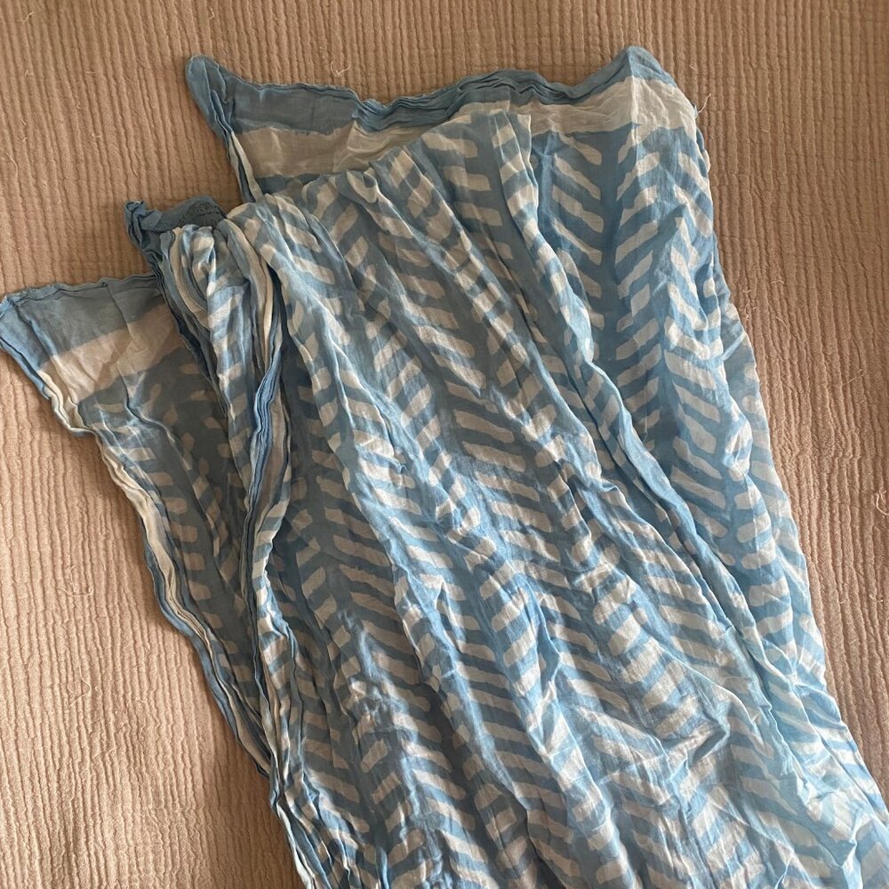 Block Shop handprinted scarf in blue/white, one size